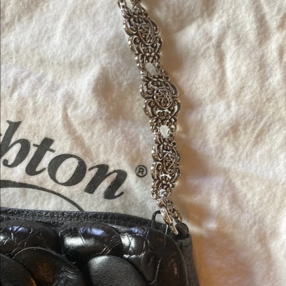 Brighton Black Shoulder Bag with Silver Chain